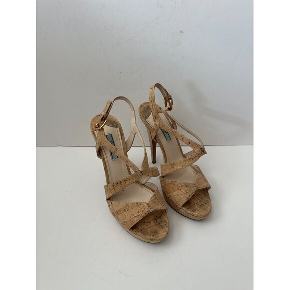 Prada Cork Slingback Heel Sandals - Picture 1 of 6